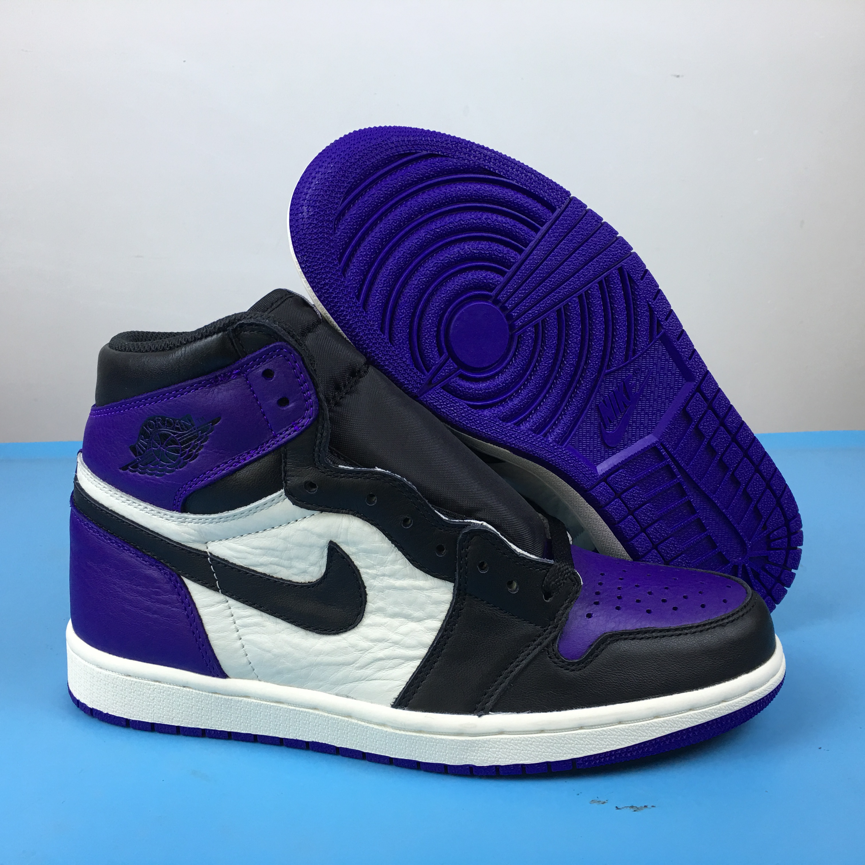 2018 Men Air Jordan 1 Retro Court Purple Black Shoes